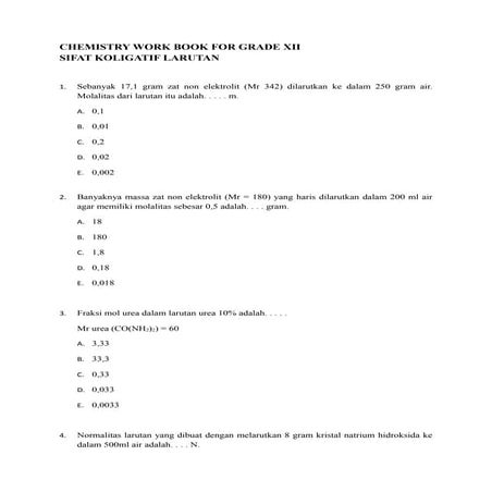 Soal koligatif larutan