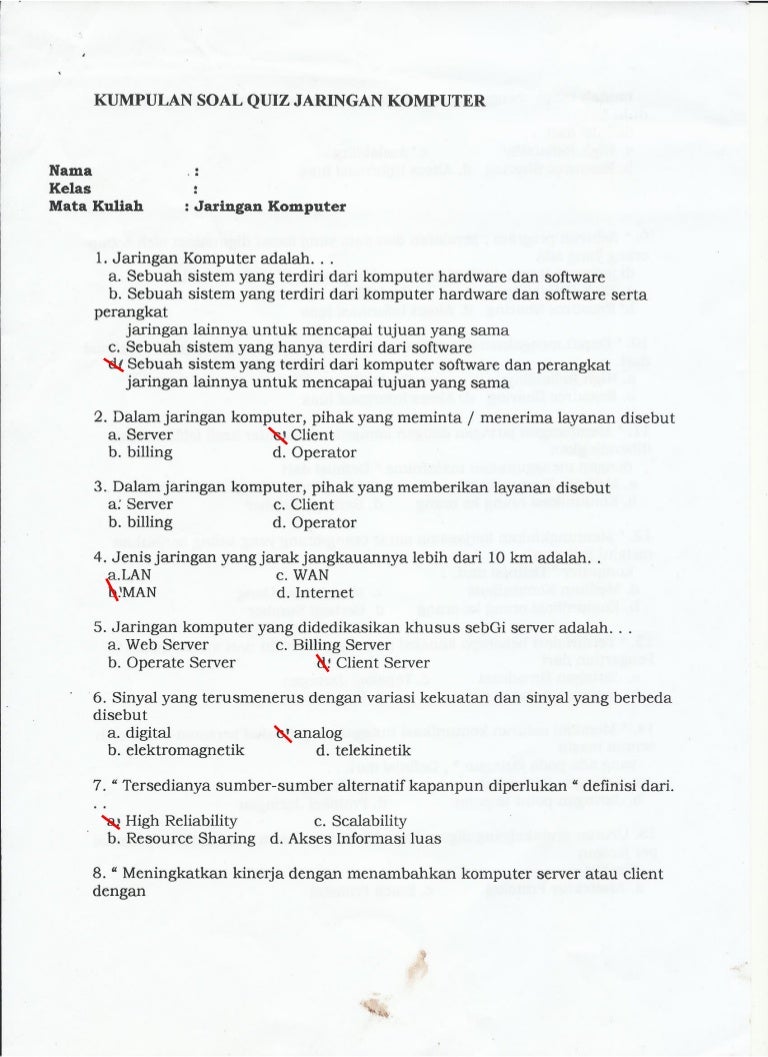 Soal kuis jaringan komputer rev