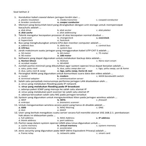 Soal latihan 2 tkj 2012