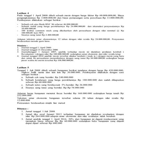 Soal latihan aktiva tetap lanjutan