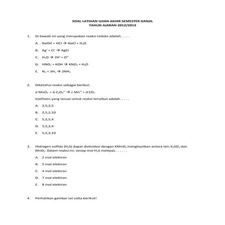 Soal latihan ujian akhir semester ganjil
