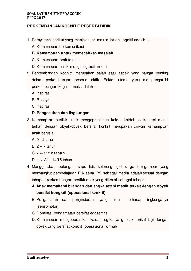 Soal Latihan Utn Pedagogik Plpg 2017