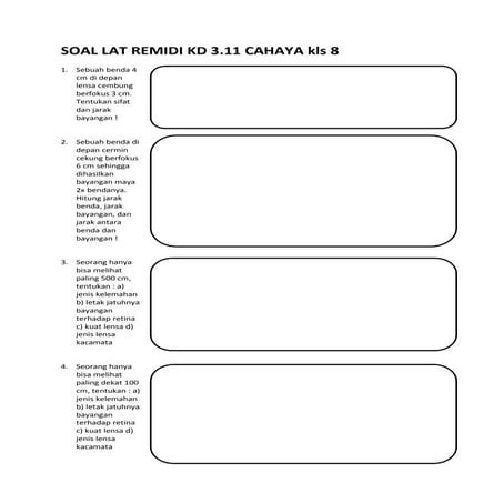 Soal lat remidi cahaya