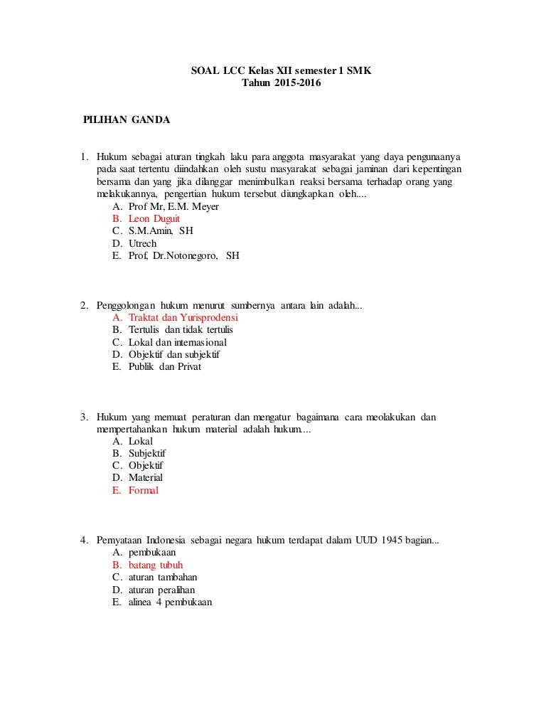 Soal lcc kelas xii semester 1 smk