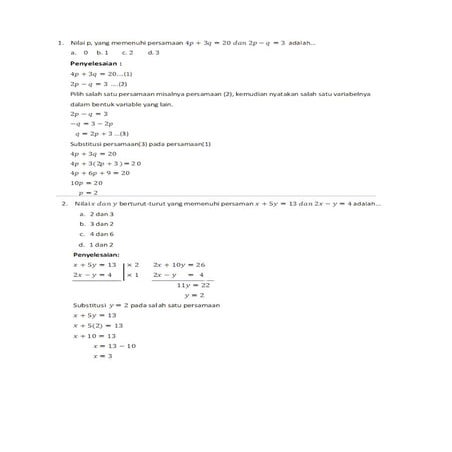 Soal linear equation