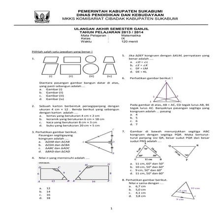 Soal matematika kelas 9