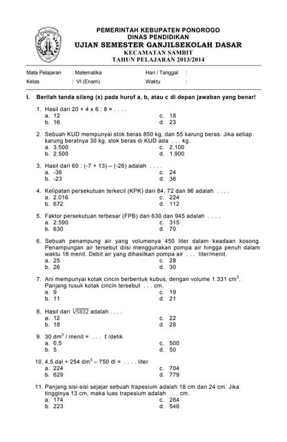 Soal Tes Bahasa Inggris Kls 1