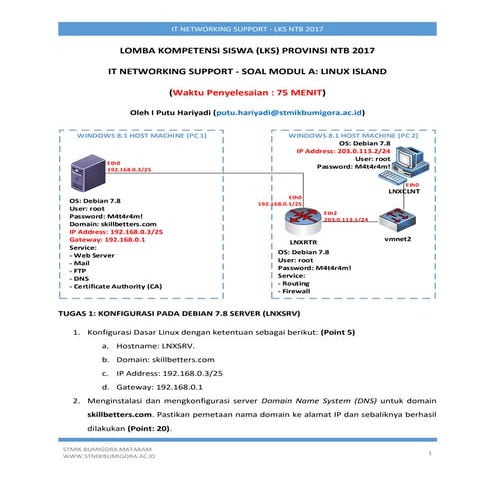 Soal Modul A Linux Island - IT Networking Support LKS NTB 2017