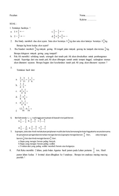 Soal Pecahan PDF soal-pecahan-pdf