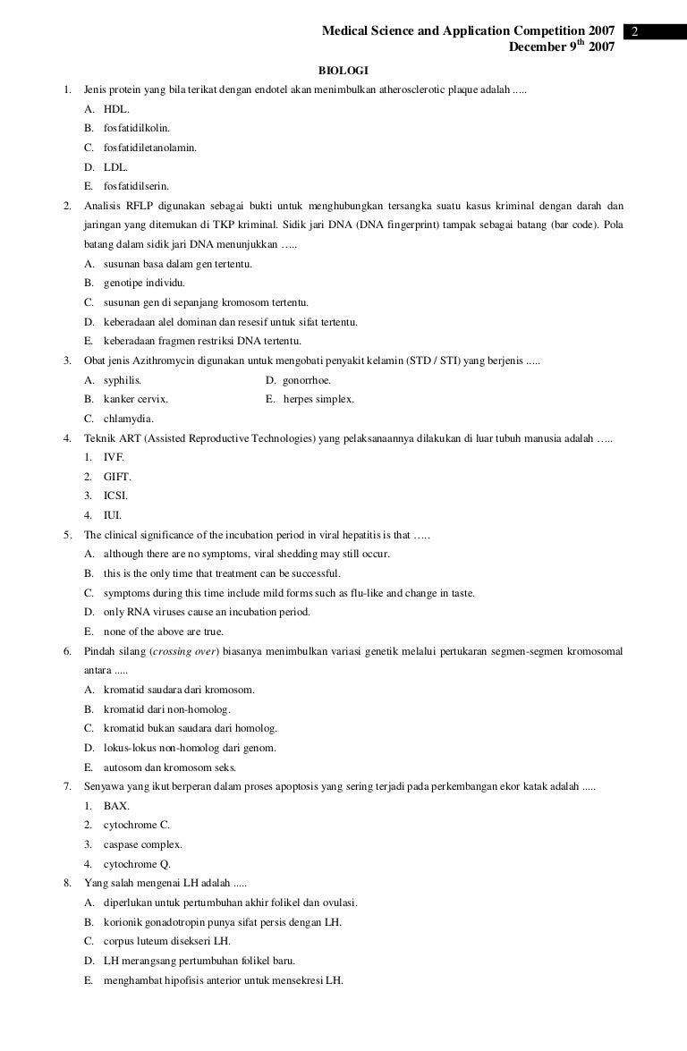 Soal Penyisihan Medspin 2007