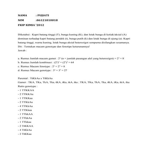 Soal persilangan dihibrid