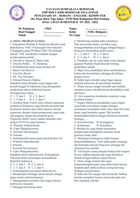 Download soal ukk pkn semeter 2 kelas 3 sd k13