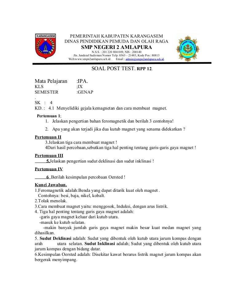 Soal Post Test Kemagnetan
