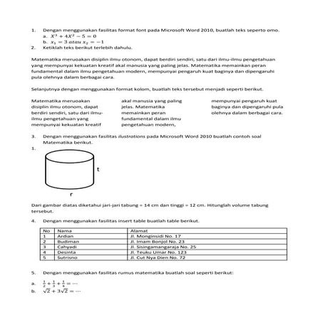 Soal praktek Word PDE