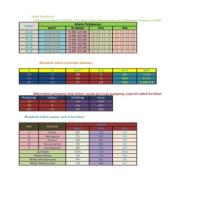 Soal praktek microsoft excel