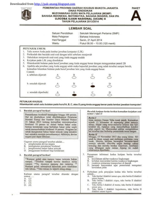 PEMBAHASAN CONTOH SOAL UJIAN NASIONAL UN BAHASA PEMBAHASAN CONTOH SOAL UJIAN NASIONAL UN BAHASA