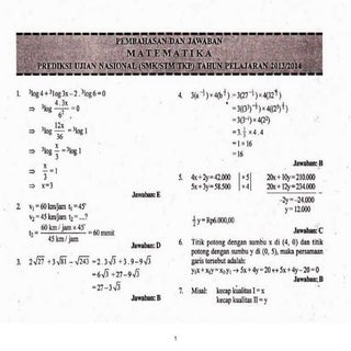 Kunci Jawaban Soal Prediksi UN Mate...