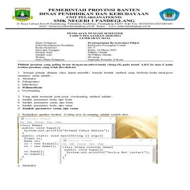 Soal uts/ pts semester genap mapel pbo kelas xi rpl tahun 2021