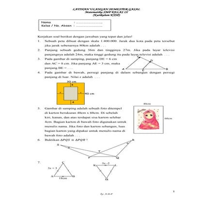 Latihan Soal semester gasal smp ix