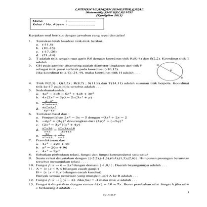 Latihan Soal semester gasal smp viii