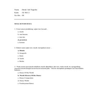Kumpulan Soal Seni Budaya SMA/SMK b...