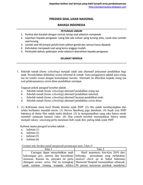 Kisi kisi bahasa indonesia un