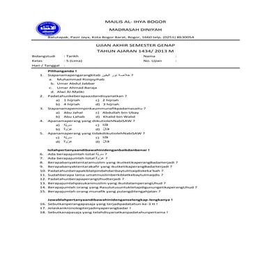 Soal tarikh q 5 (madrasah)