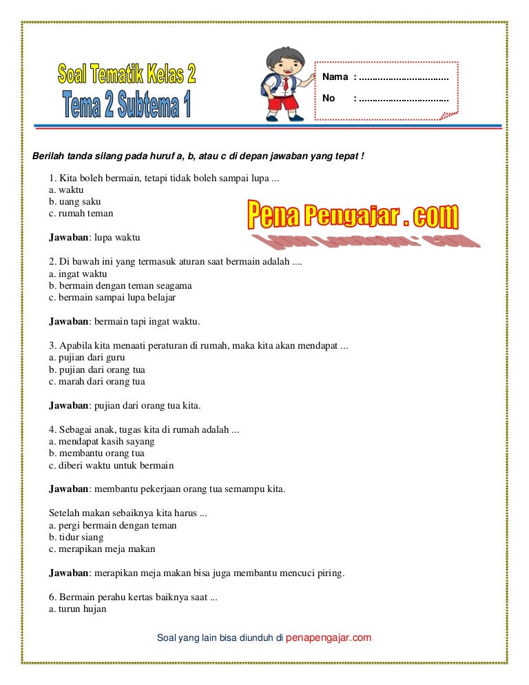 Soal Tematik Kelas 2 Tema 2 Subtema 1 Dan Kunci Jawaban Soal Tematik Kelas 2 Tema 2 Subtema 1 Dan Kunci Jawaban