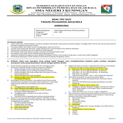 Soal TO TIK SMA 2012 + kunci