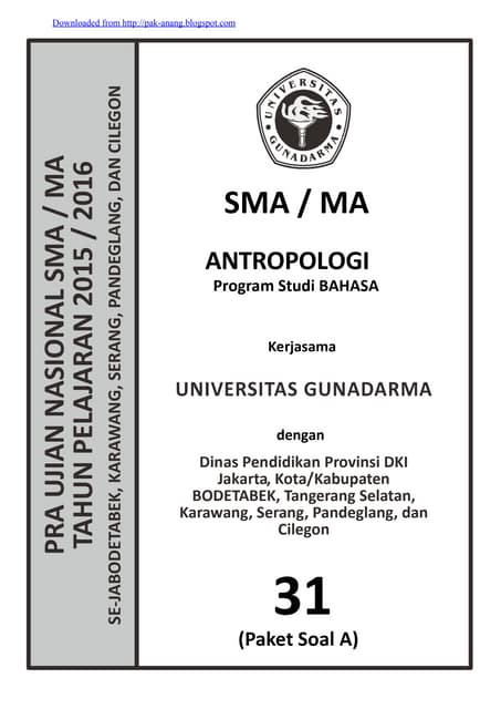 Soal Kelas Xi Antropologi Semester 1 Final 2
