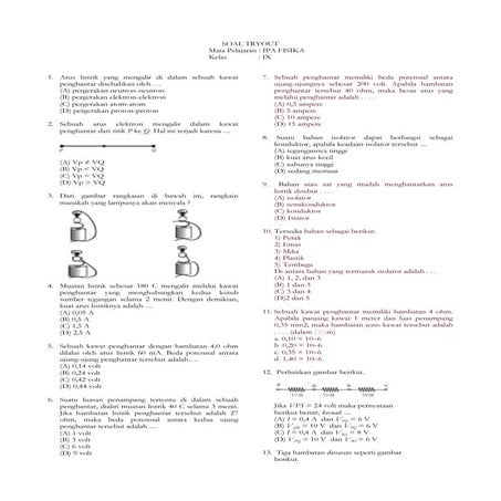 Soal tryout KLS IX (IPA FISIKA)
