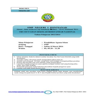 Soal Try Out PAI  SMP dan Kunci UAS...