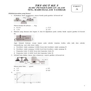 Soal try out IPA SMP/MTs dan Kunci ...
