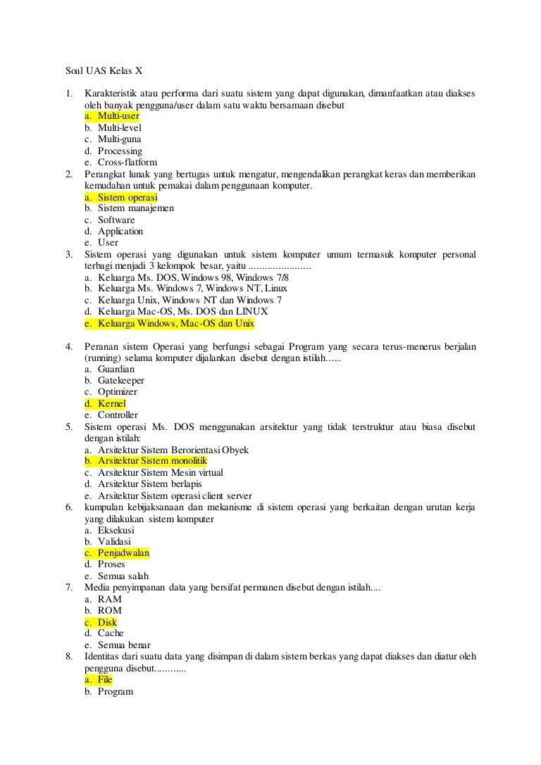 Soal uas kelas x 1415