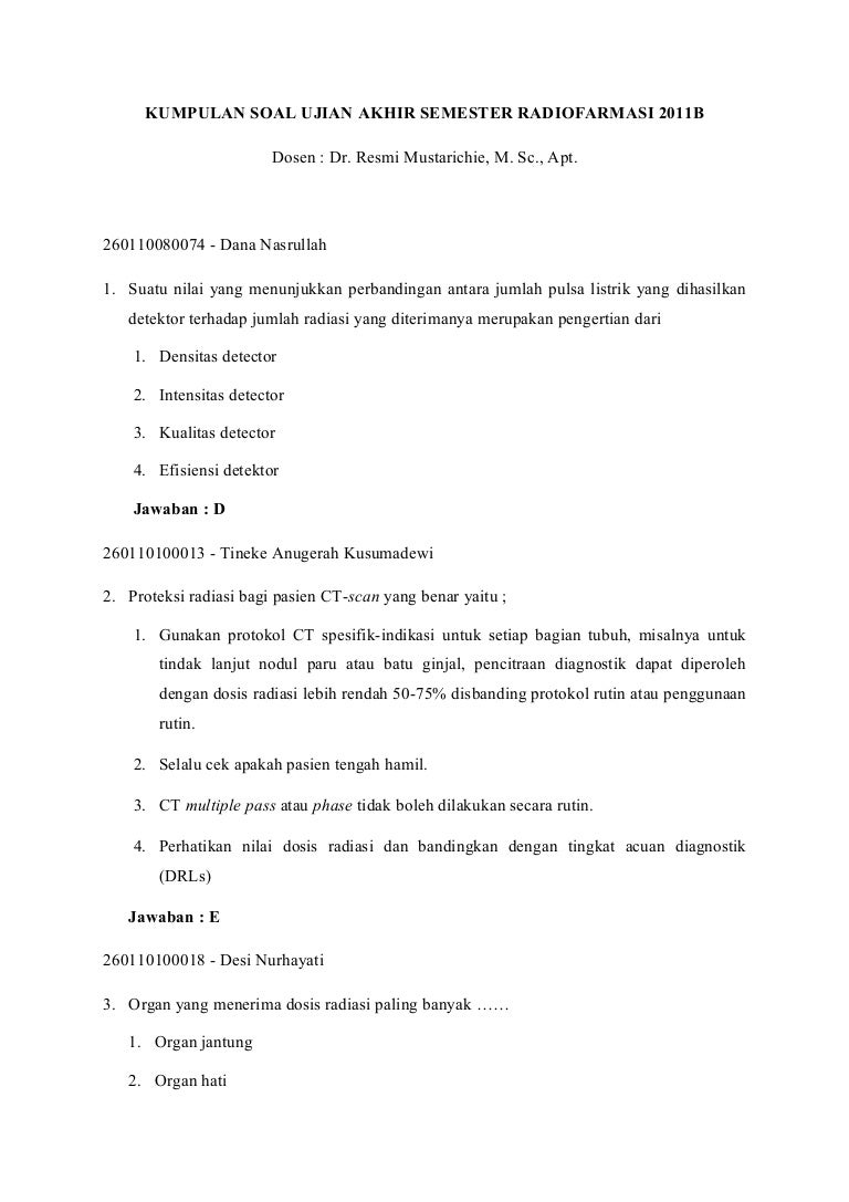 Soal Uas Radiofarmasi 2011 B 2