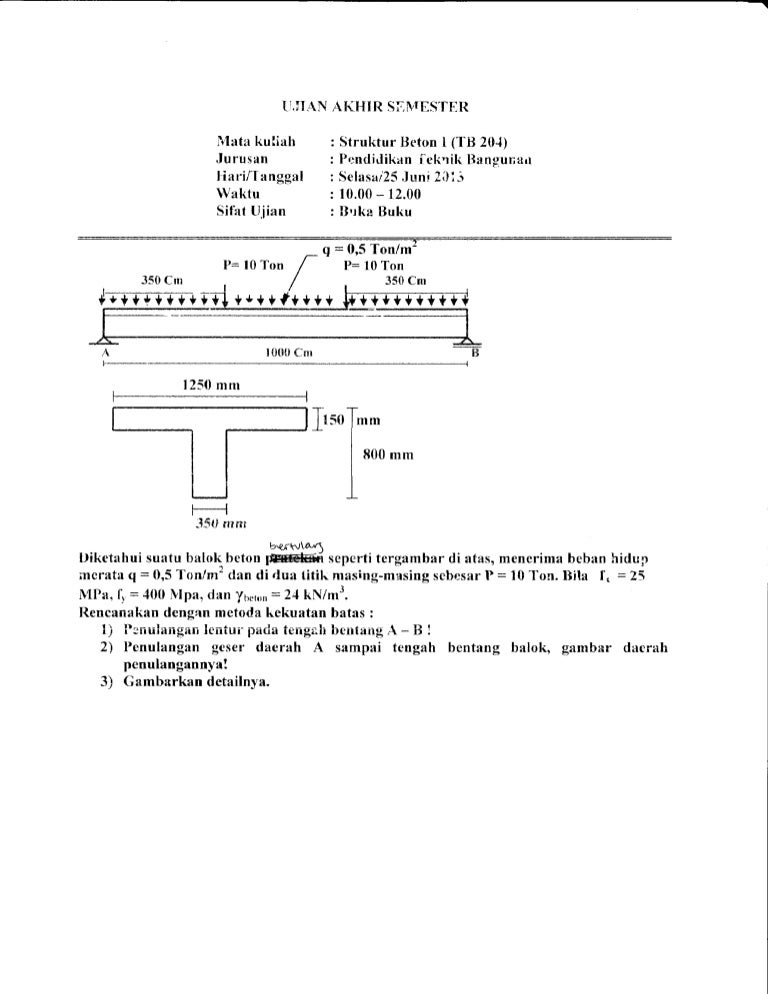 Contoh Soal Struktur Beton Bertulang 2