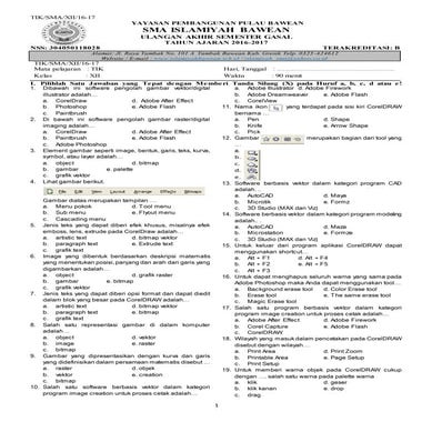 Soal uas tik xii 16 17