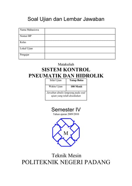 Soal ujian dan lembar jawaban nomor 1