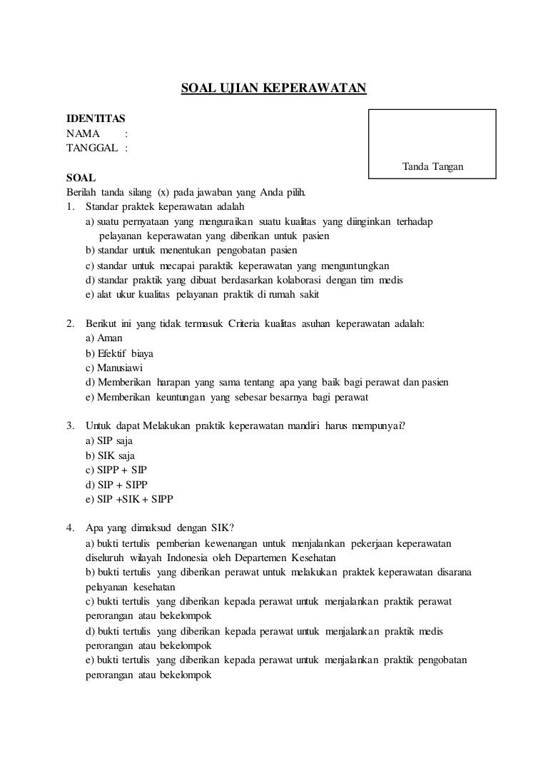 Soal Ujian Keperawatan