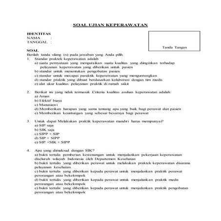 Soal ujian keperawatan