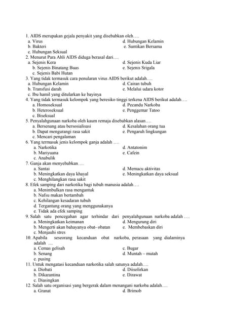 Contoh Soal Uas Penjas Ganjil 2015