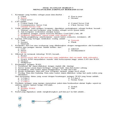 Soal ulangan harian TJBL