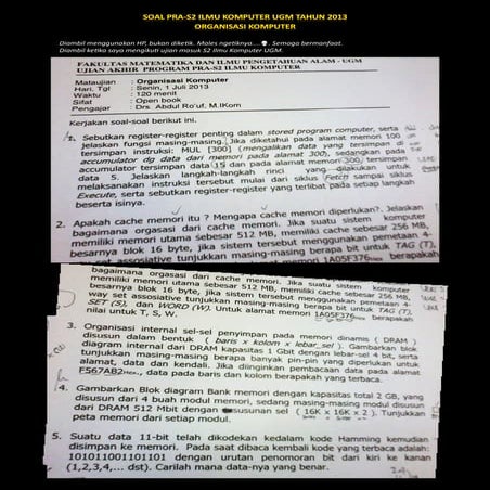 Soal Pra S2 Ilmu Komputer UGM - Organisasi Komputer