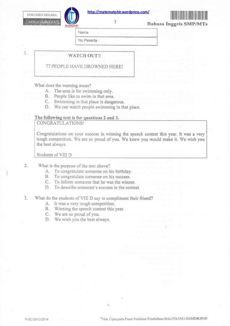 Terbaru 14+ Soal Usbn Bahasa Inggris Smp Pdf, Paling Populer! Terbaru 14+ Soal Usbn Bahasa Inggris Smp Pdf, Paling Populer!
