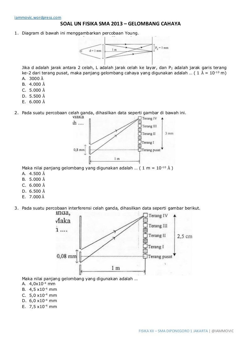 Soal Un Fisika Sma 2013 Gelombang Cahaya