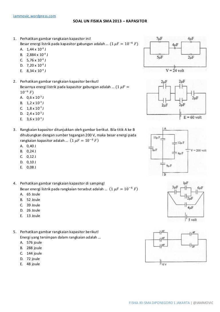 Soal UN Fisika SMA 2013 2014 Kapasitor