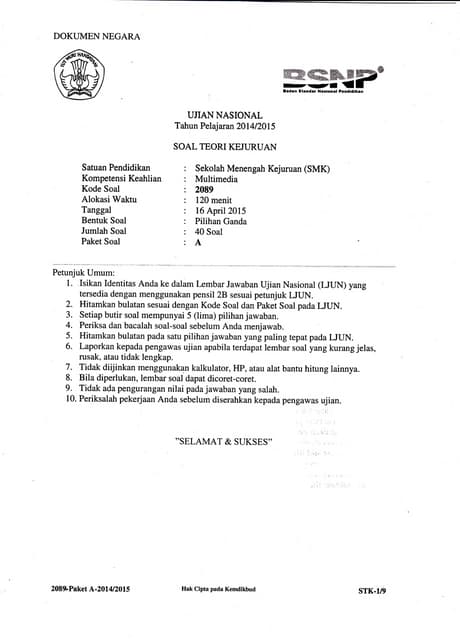 26236685 Soal Latihan Ujian Nasional Smk Paket 6 1