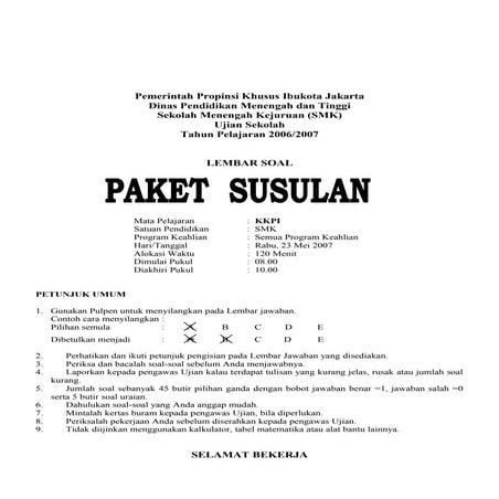 Soal Us Kkpi Paket A B 2008 2009 1 Doc