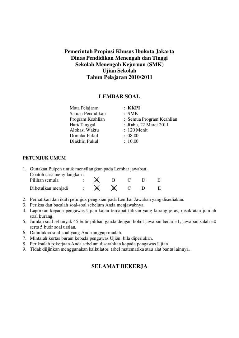 Contoh Kop Soal Ujian Sekolah Belajar Dari Buaian Sampai