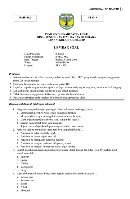 Soal Ujian Sekolah Sma Kristen Seriti